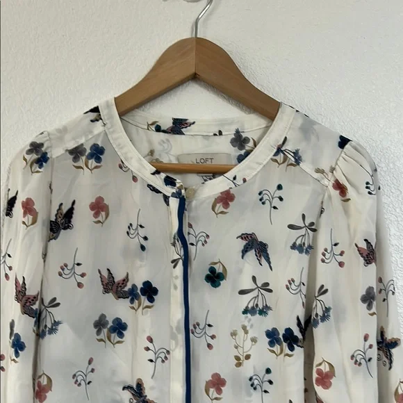 LOFT Floral Blouse - Cream with Multicolor Accents - Picture 3 of 7